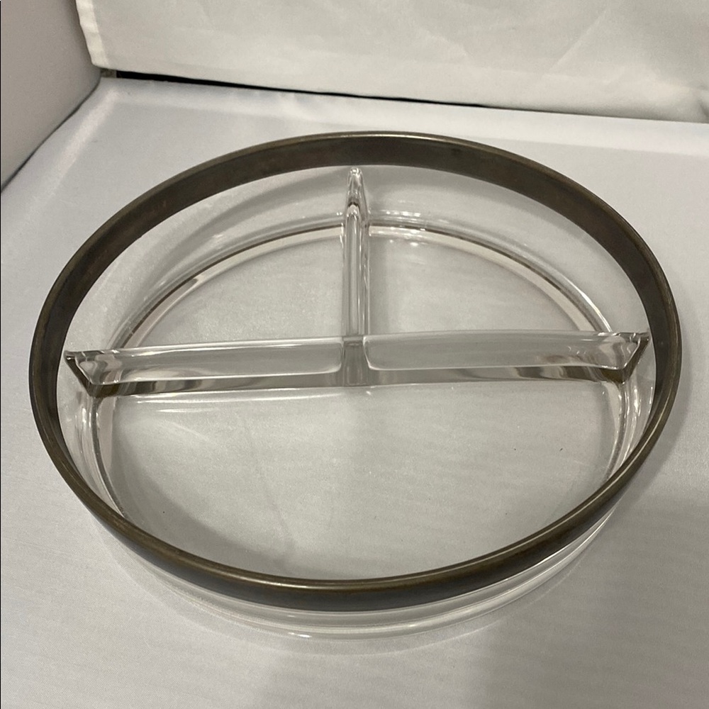 Elegant Clear and Silver Divided Serving Tray